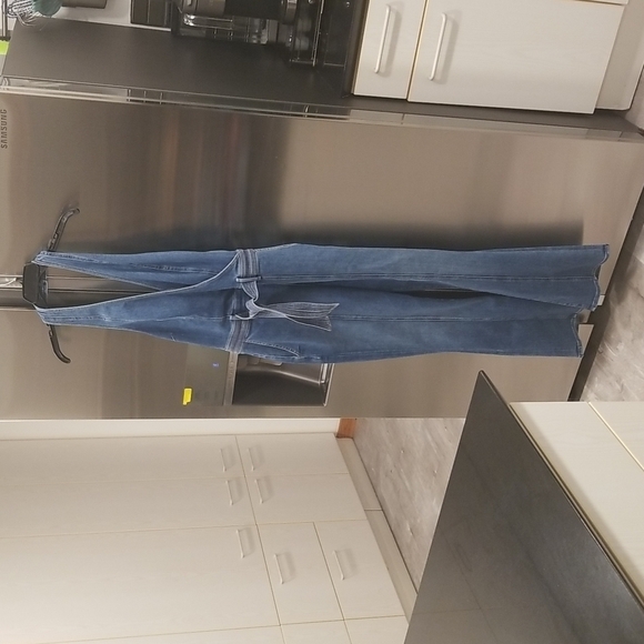 💕MOTHER DENIM💕 Halter Hustler Jumpsuit Ankle A Groovy Kind of Love 34 70s - Picture 11 of 16